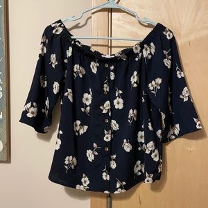 Off the shoulder floral shirt
